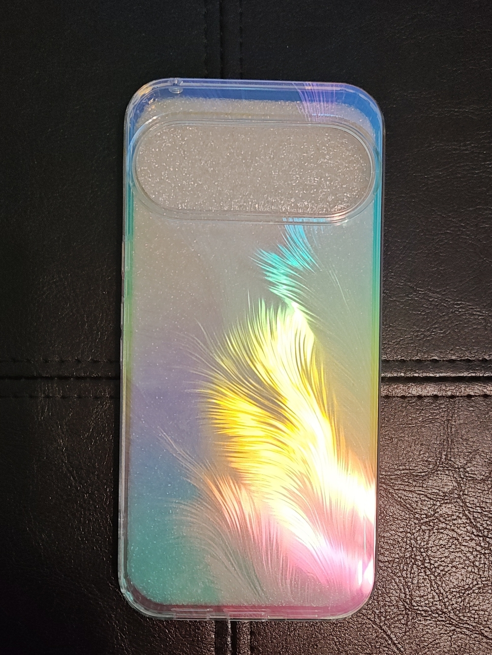 Google Pixel 11 Pro XL Holographic Feather Phone Case - Clear Iridescent